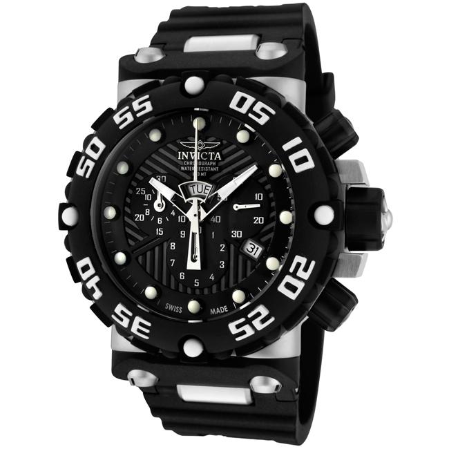 Invicta Mens Subaqua Black Polyurethane Chronograph Watch