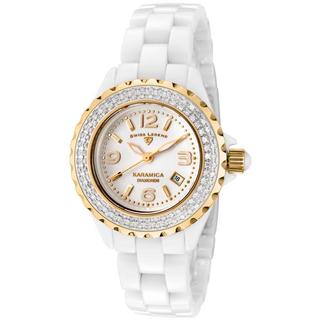 Swiss Legend Womens Karamica White High Tech Ceramic Diamond Watch