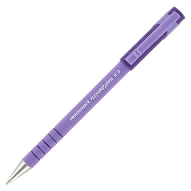 Papermate FlexGrip Ultra Purple Medium Ballpoint Stick Pens (Pack of 12)