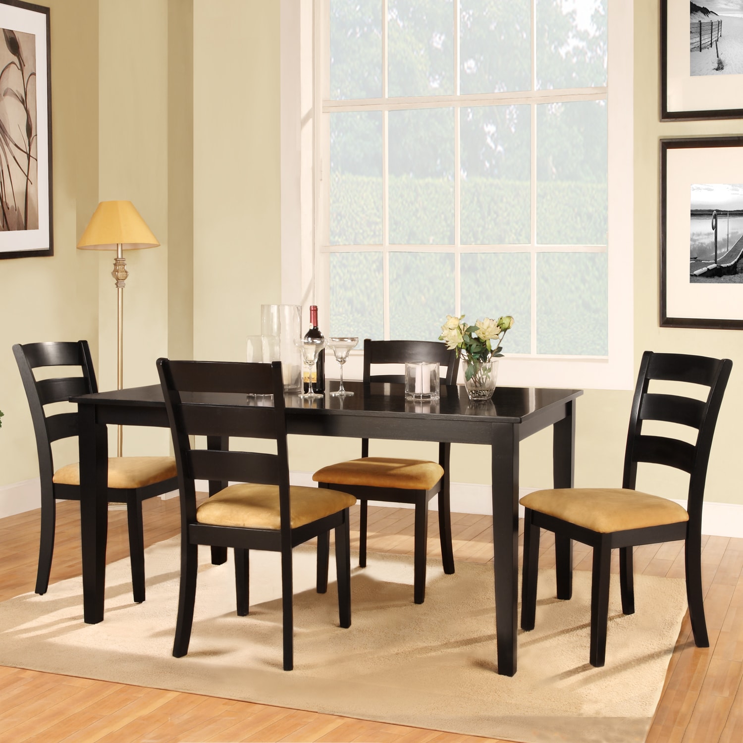 Wilma Black Ladder Back Cushioned 5 piece Dining Set Today $424.99