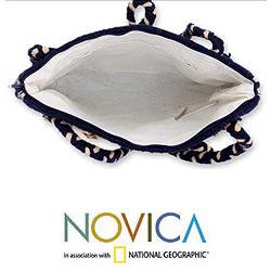 Wool 'Zapotec Blue' Medium Shoulder Bag (Mexico) Novica Shoulder Bags