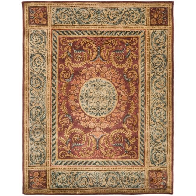 Safavieh Handmade Aubusson Bonnelles Red/ Beige Wool Rug - 8' x 10'