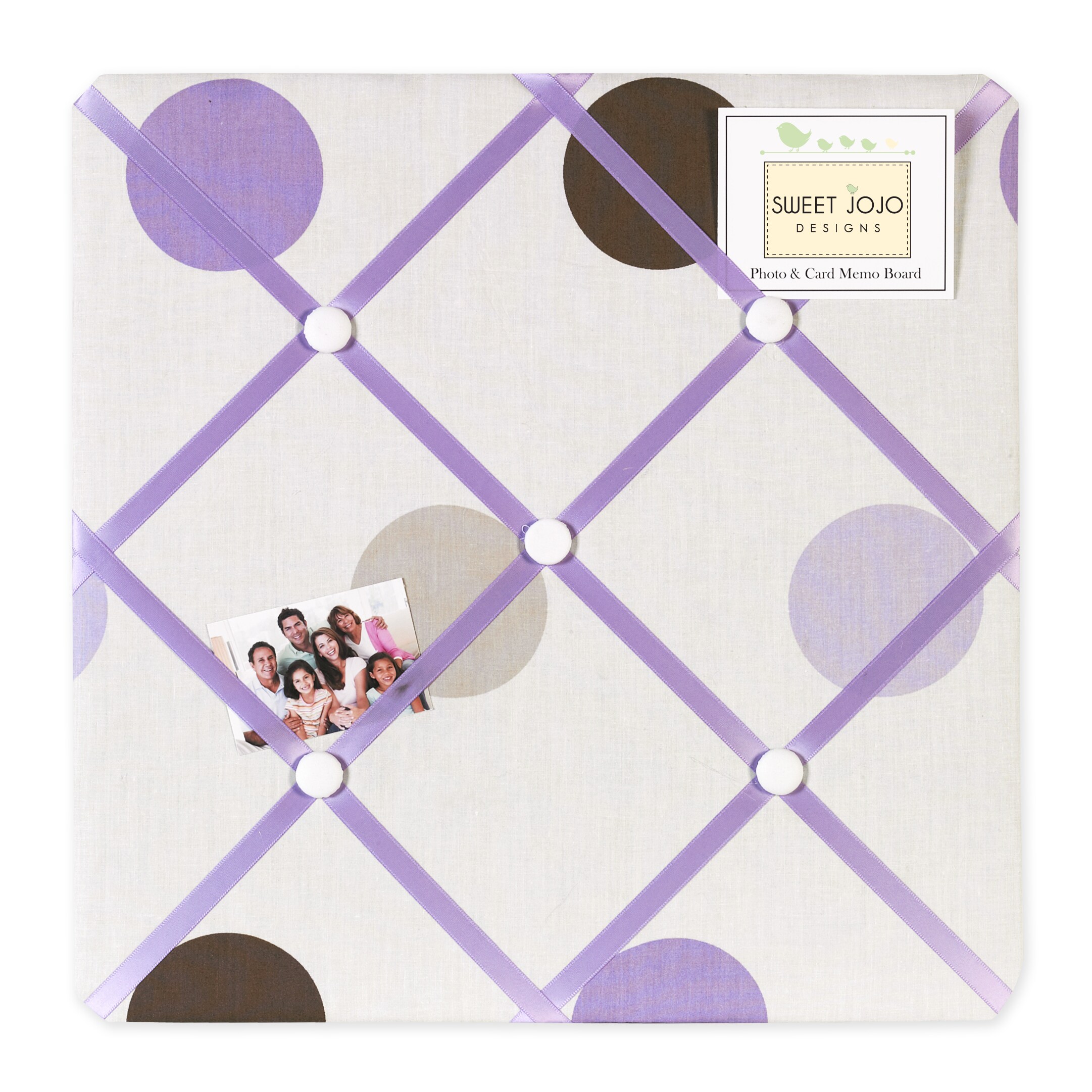 Sweet Jojo Designs Mod Dots Purple And Brown Fabric Memory Board (CottonDimensions 14 inches long x 14 inches wide )