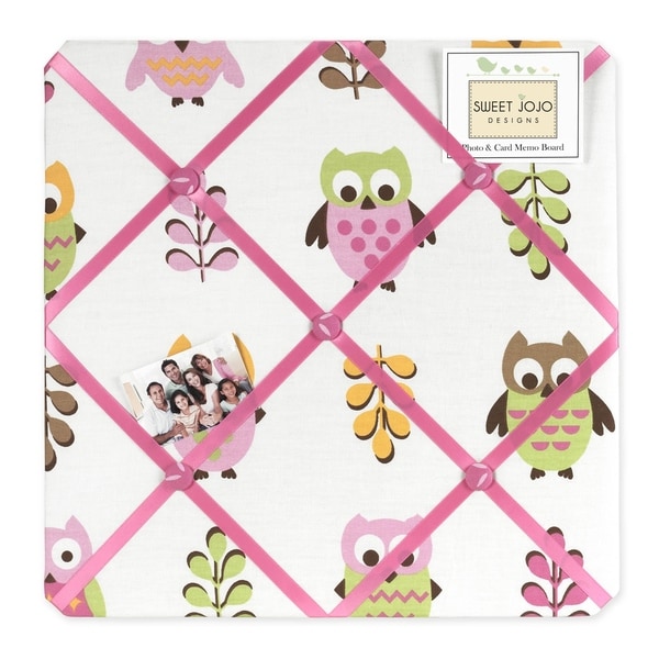 Sweet JoJo Designs Pink Happy Owl Fabric Bulletin Board