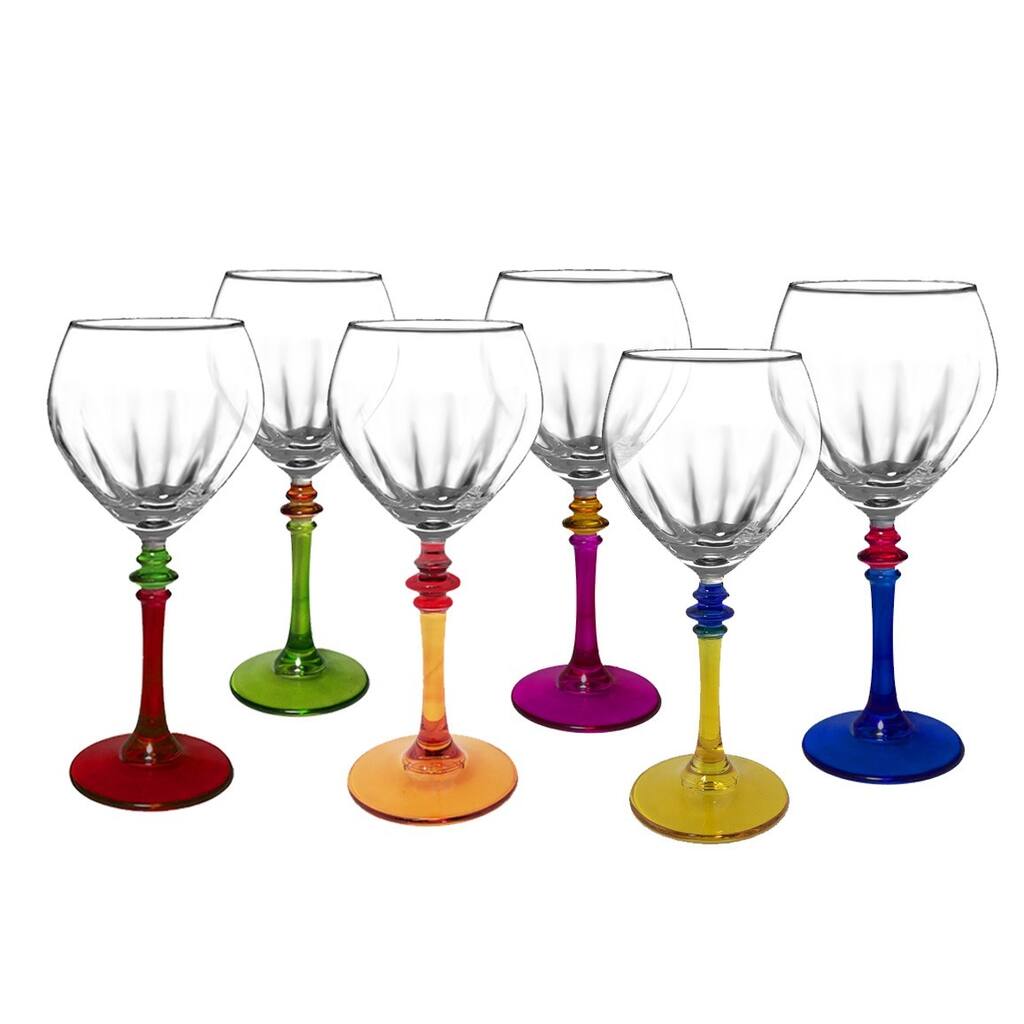Italian Multicolor Fun Wine Glasses (Set of 6)