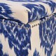 Curved Indigo Ikat Storage Ottoman - Thumbnail 3