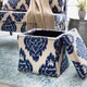 Curved Indigo Ikat Storage Ottoman - Thumbnail 0