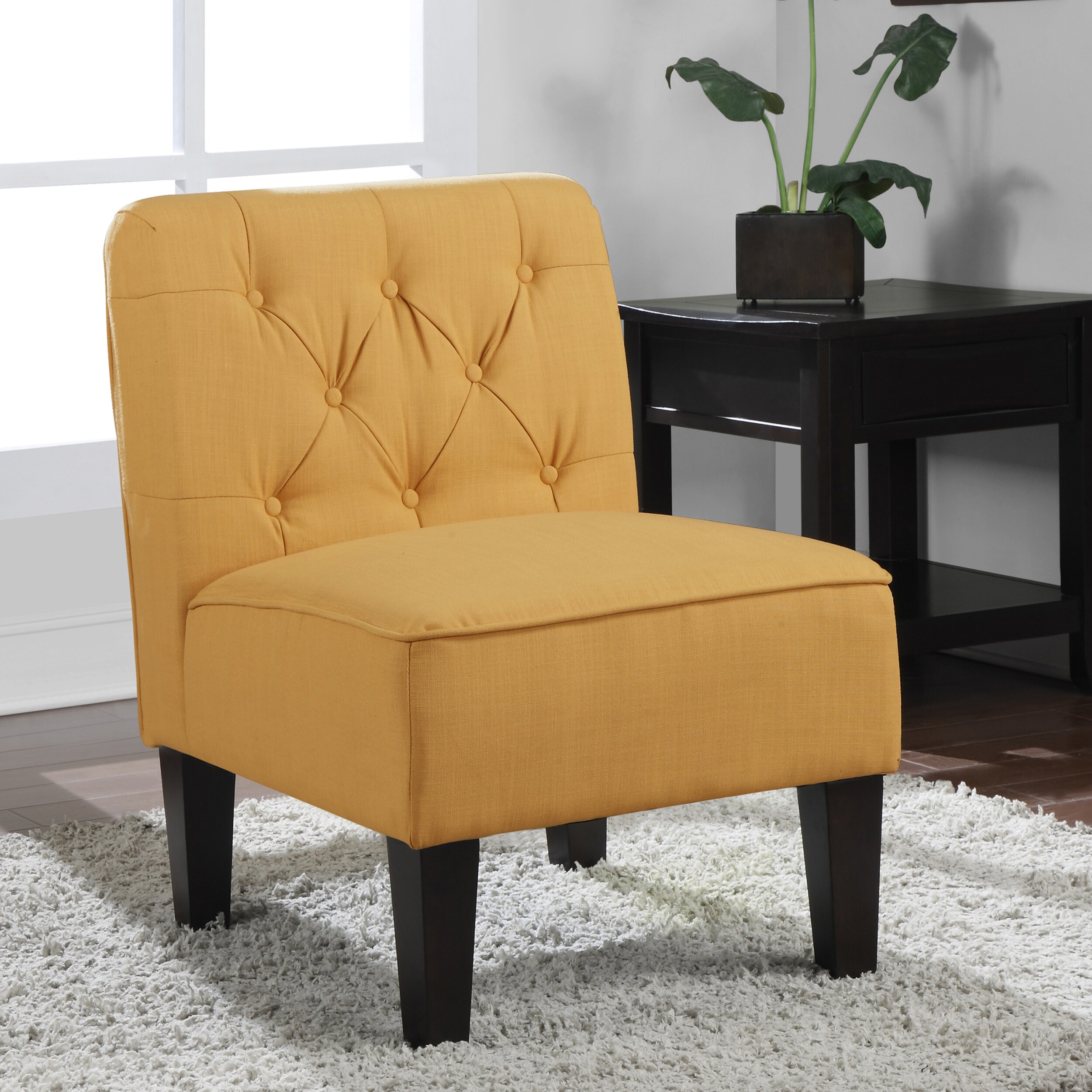 Shop Tufted French Yellow Slipper Chair Free Shipping Today