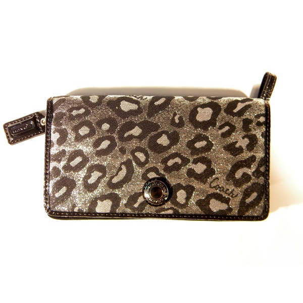 Coach Women's Signature Ocelot Print Metallic Demi Clutch Coach Women's Wallets