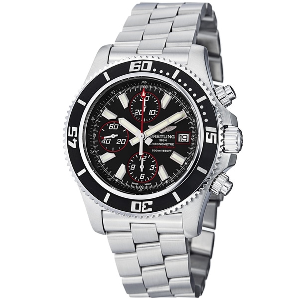 Breitling Men's 'SuperOcean Chrono' Black Dial Stainless Steel Watch Breitling Men's Breitling Watches