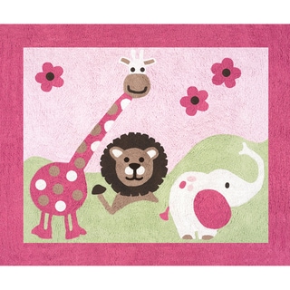 Sweet JoJo Designs Pink and Green Jungle Friends Cotton Floor Rug - 2'6 ...