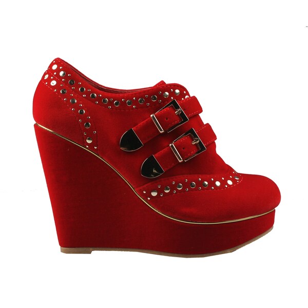 studded wedge booties