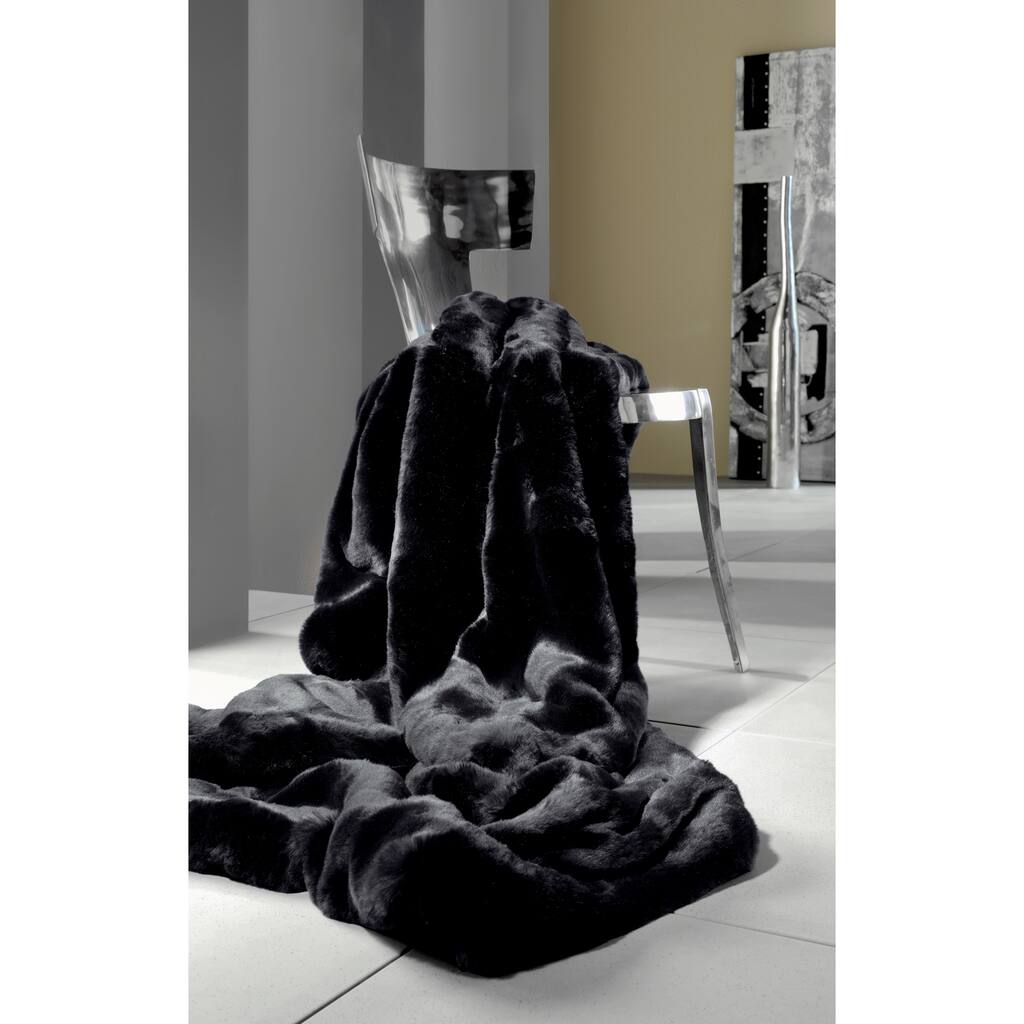 Faux Fur Onyx Mink Oversized Throw