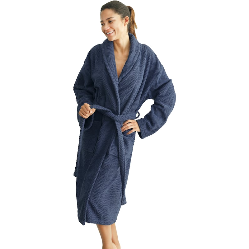 Authentic Hotel Spa Herringbone Weave Turkish Cotton Unisex Bath Robe