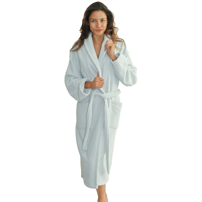 Authentic Hotel Spa Herringbone Weave Turkish Cotton Unisex Bath Robe