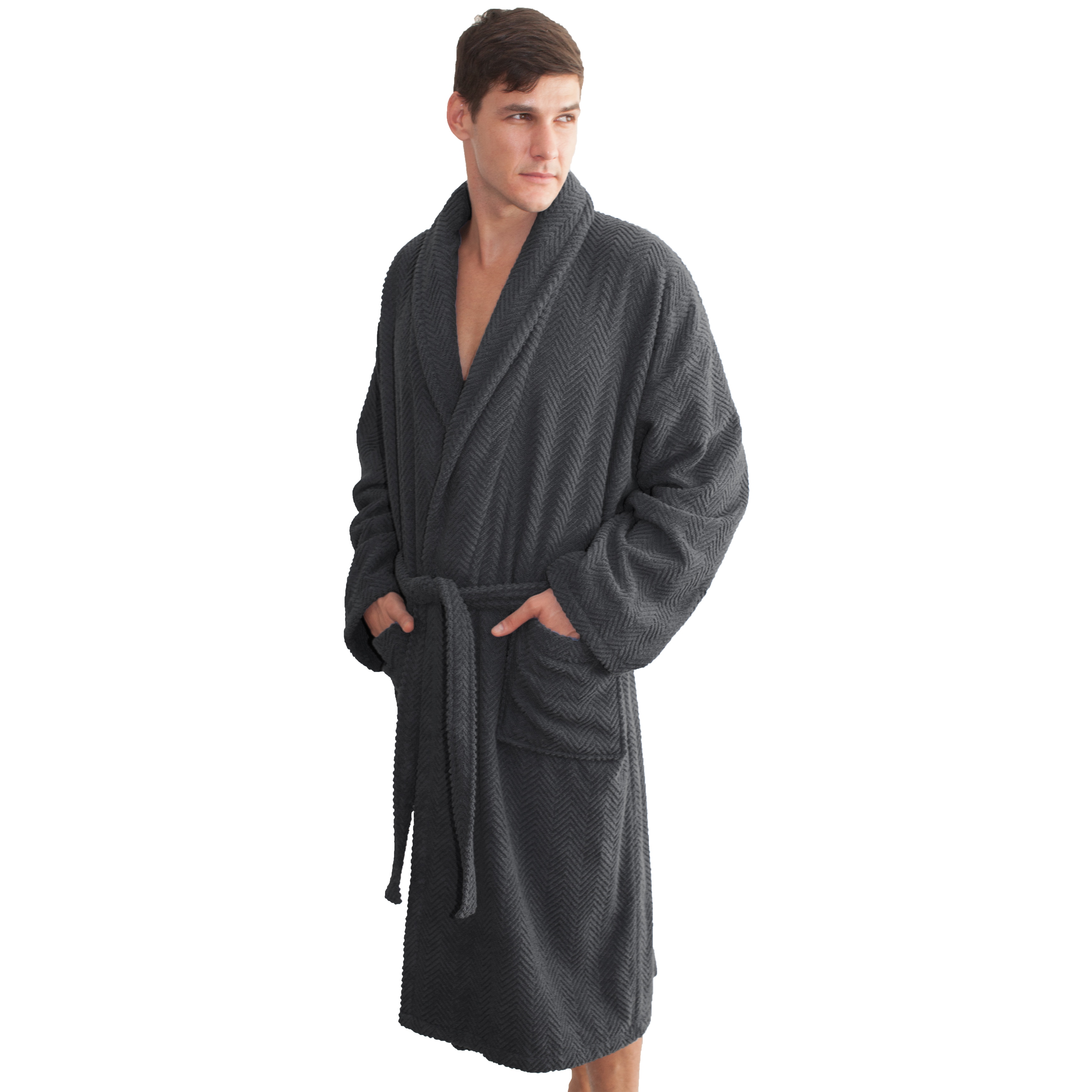 herringbone fleece dressing gown