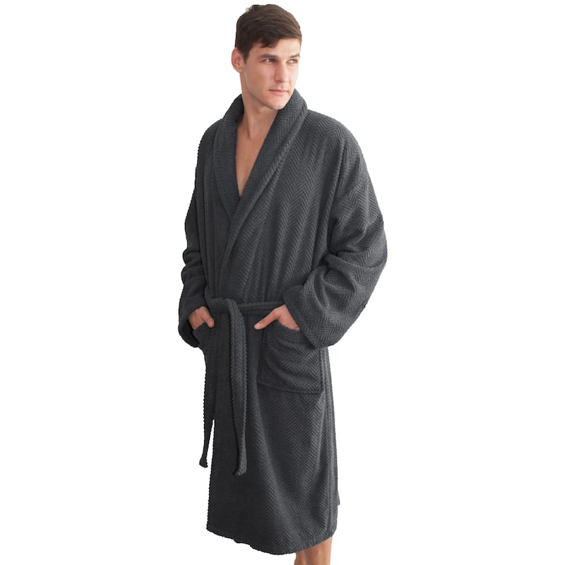 Authentic Hotel Spa Herringbone Weave Turkish Cotton Unisex Bath Robe