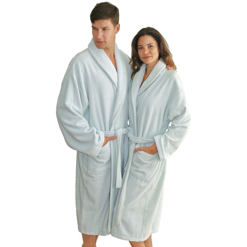 Authentic Hotel Spa Herringbone Weave Turkish Cotton Unisex Bath Robe