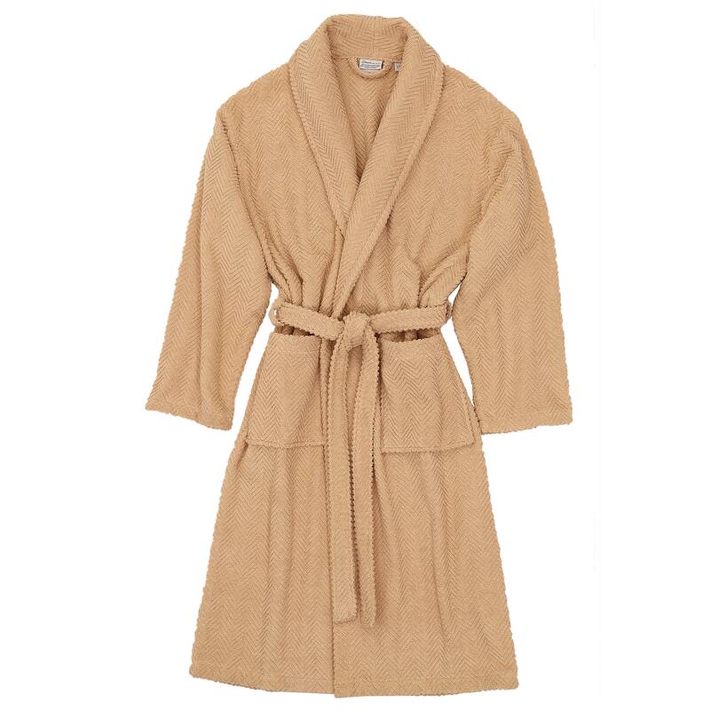 Authentic Hotel Spa Herringbone Weave Turkish Cotton Unisex Bath Robe