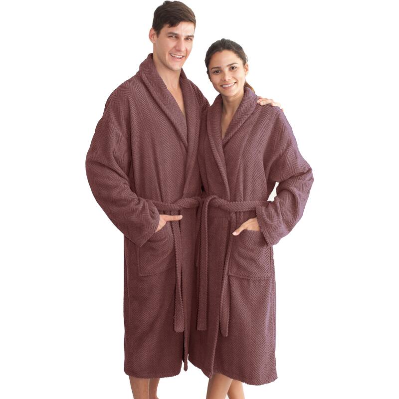 Authentic Hotel Spa Herringbone Weave Turkish Cotton Unisex Bath Robe