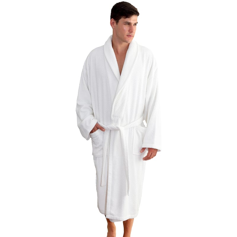 Authentic Hotel Spa Herringbone Weave Turkish Cotton Unisex Bath Robe