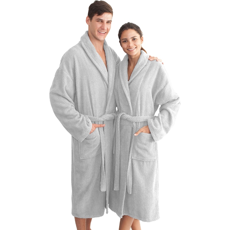 Authentic Hotel Spa Herringbone Weave Turkish Cotton Unisex Bath Robe