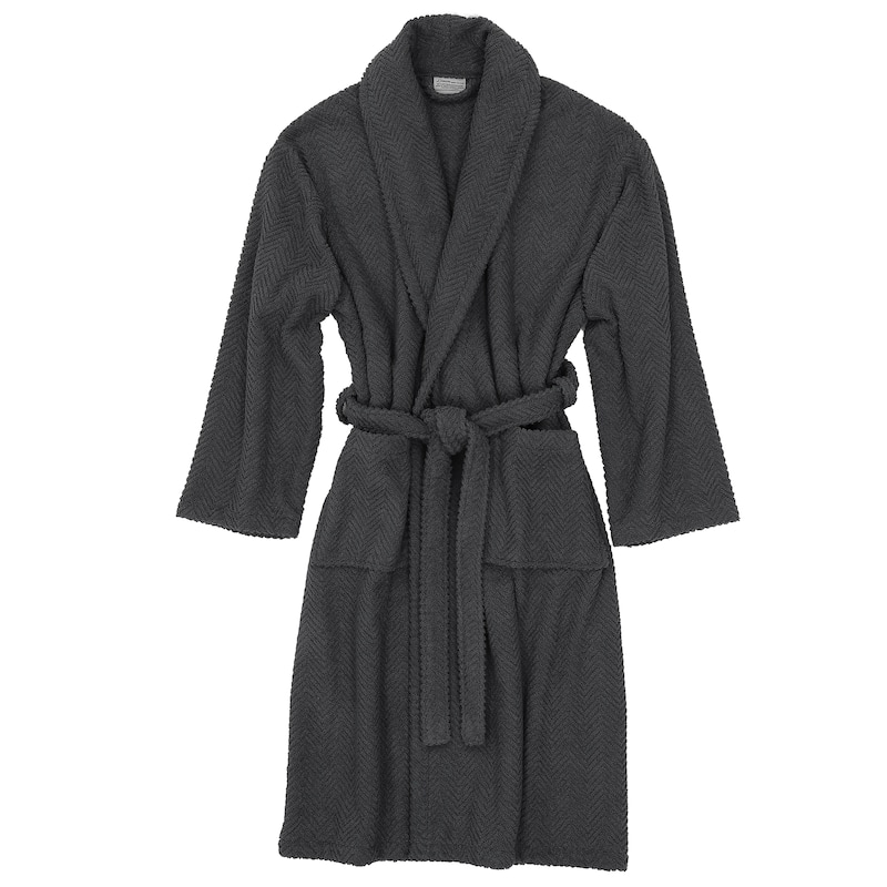 Authentic Hotel Spa Herringbone Weave Turkish Cotton Unisex Bath Robe