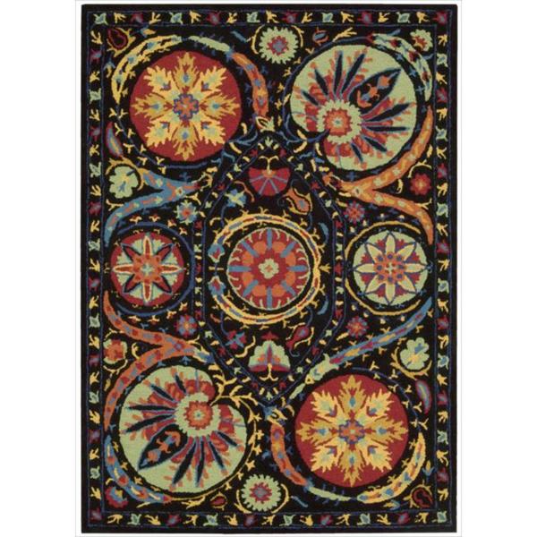 Hand tufted Suzani Black/ Multicolor Floral Medallion Rug (39 x 59)