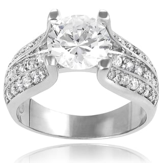 Tressa Sterling Silver Round cut Cubic Zirconia Bridal style Ring Tressa Cubic Zirconia Rings