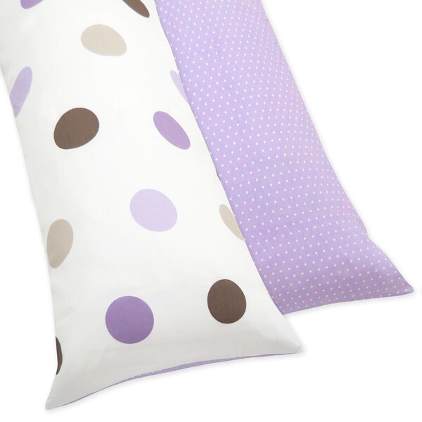 Purple and Brown Mod Dots Reversible Full Length Double Zippered Body Pillow Case Cover by Sweet JoJo Designs