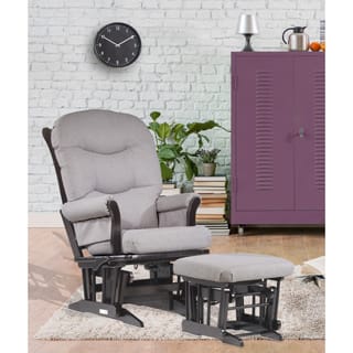 Dutailier Light Grey Multiposition Reclining Sleigh Glider and Nursing Ottoman Set