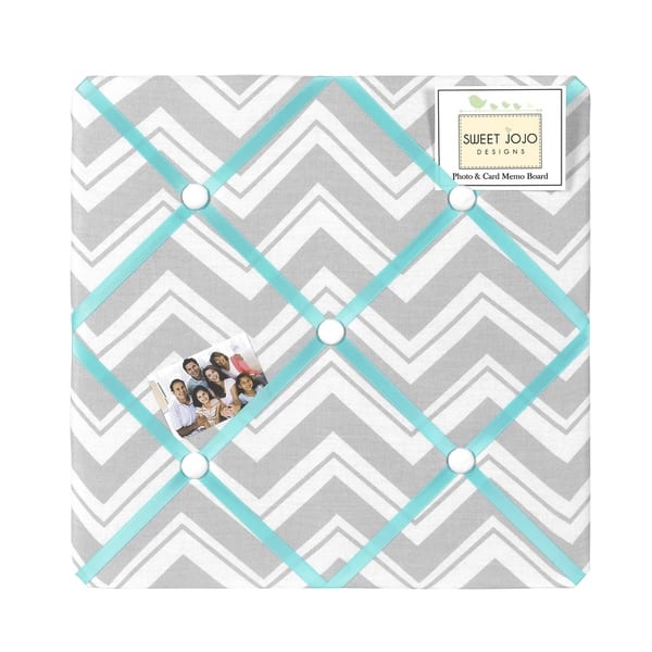 slide 2 of 2, Sweet JoJo Designs Turquoise and Grey Zig Zag Bulletin Board