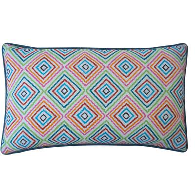 Jiti Blue Geometric Cotton Accent Pillow - 12 x 20