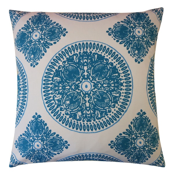 Handmade Medallion Teal Pillow - 20" x 20"