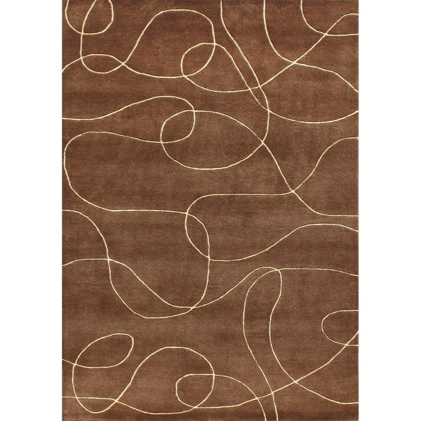 Alliyah Handmade Brown New Zealand Blend Wool Rug - 9 x 12