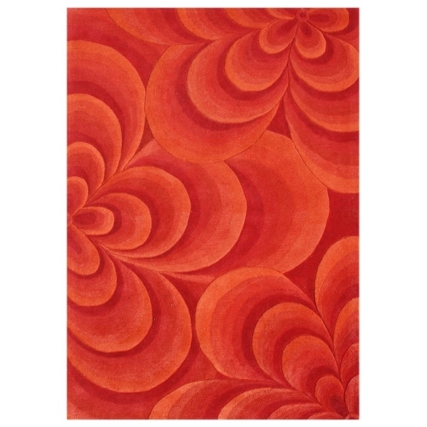 Alliyah Handmade Red Flowers New Zealand Wool Blend Rug