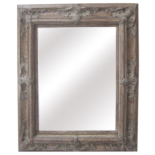 Antique Wood Traditional Rectangular 30 inch Wall Mirror