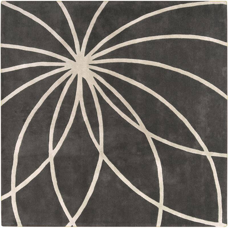Chamba Handmade Transitional Wool Area Rug - Charcoal 4' Square