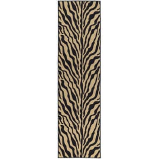 Printed Ottohome Zebra Black and Tan Runner Rug (2' x 7') Runner Rugs