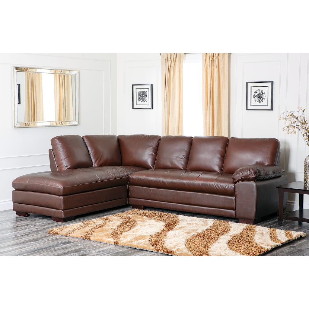 Abbyson Cooper Top Grain Leather Sectional