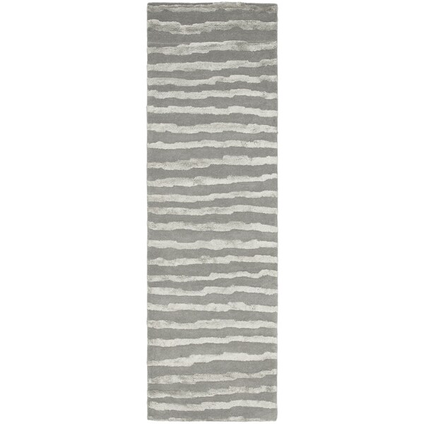 Safavieh Handmade Soho Stripes Grey New Zealand Wool Rug - 2'6