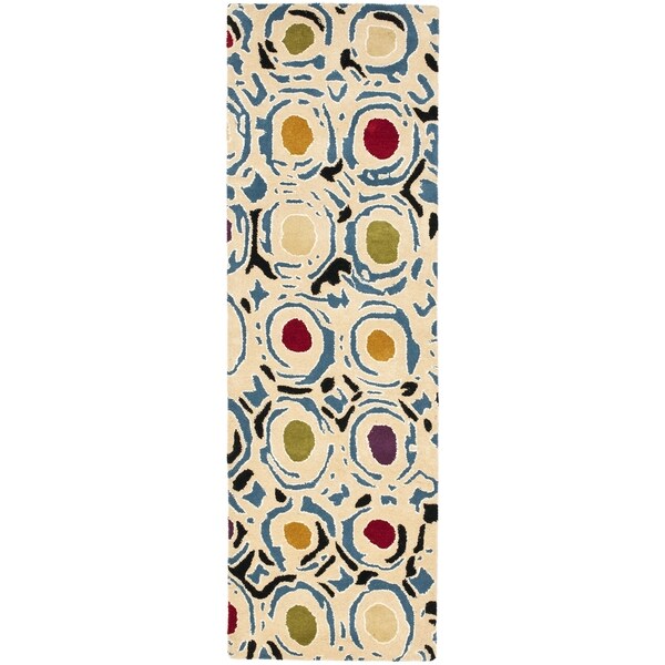 Safavieh Handmade Soho Modern Abstract Ivory/ Multi Wool Runner Rug (2' 6 x 14')