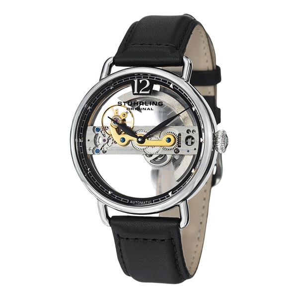 Stuhrling Original Aristocrat Bridge   Reloj automtico de hombre, pulsera de cuero, esfera con mecanismo expuesto Stuhrling Original Mens Stuhrling Original Watches