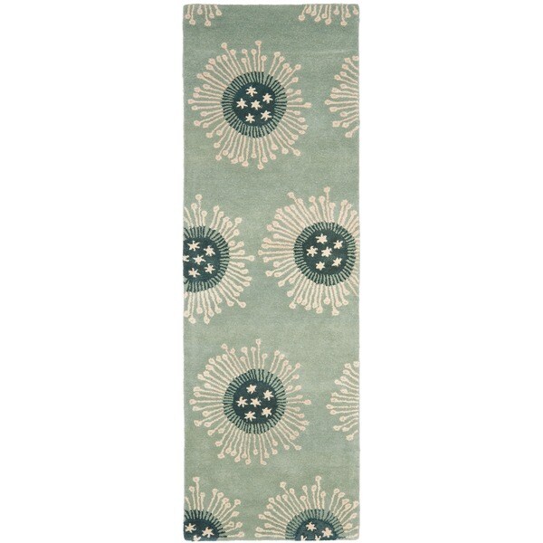 Safavieh Handmade Celebrations Light Blue Grey N. Z. Wool Rug (2'6 x 12') - 2'6 x 12'
