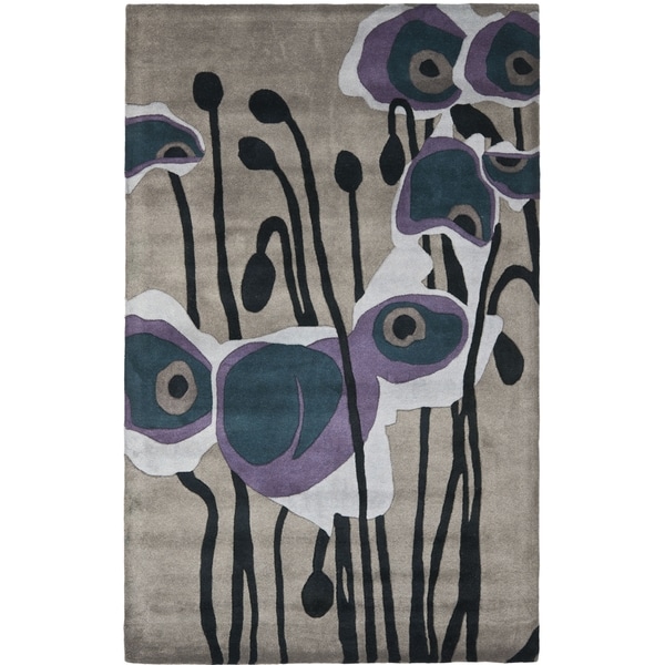 Shop Safavieh Handmade Soho Modern Abstract Grey/ Blue Wool Runner Rug