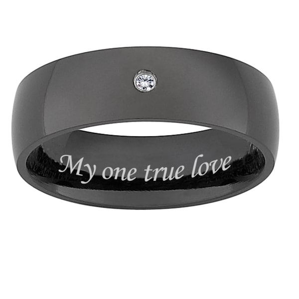 Black Titanium Mens's Diamond Accent 'My one true love' Band Men's Wedding Bands