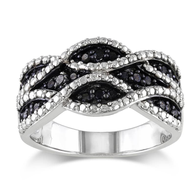 Miadora Sterling Silver 1/4ct TDW Black Diamond Ring