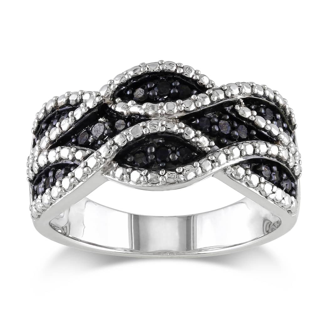 Miadora Sterling Silver 1/4ct TDW Black Diamond Ring