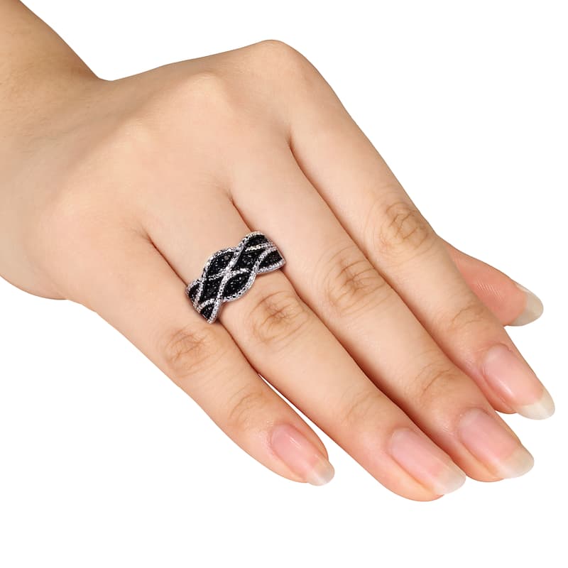 Miadora Sterling Silver 1/4ct TDW Black Diamond Ring