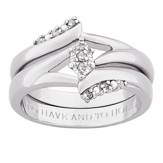 Shop Silver Diamond 2-pc Engraved 'To Have and To Hold' Bridal Ring Set ...
